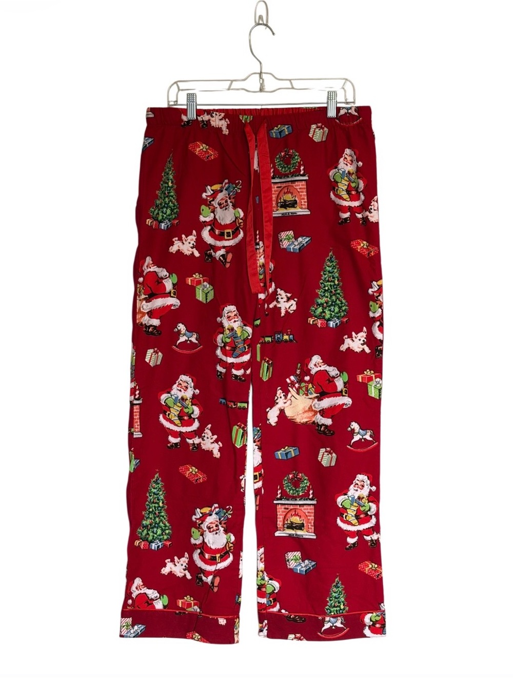 Nick & Nora Retro Santa Puppy Pajama Pants NWOT Size Large